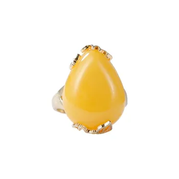S&A Amber/Beeswax Fine Jade Rings Women's