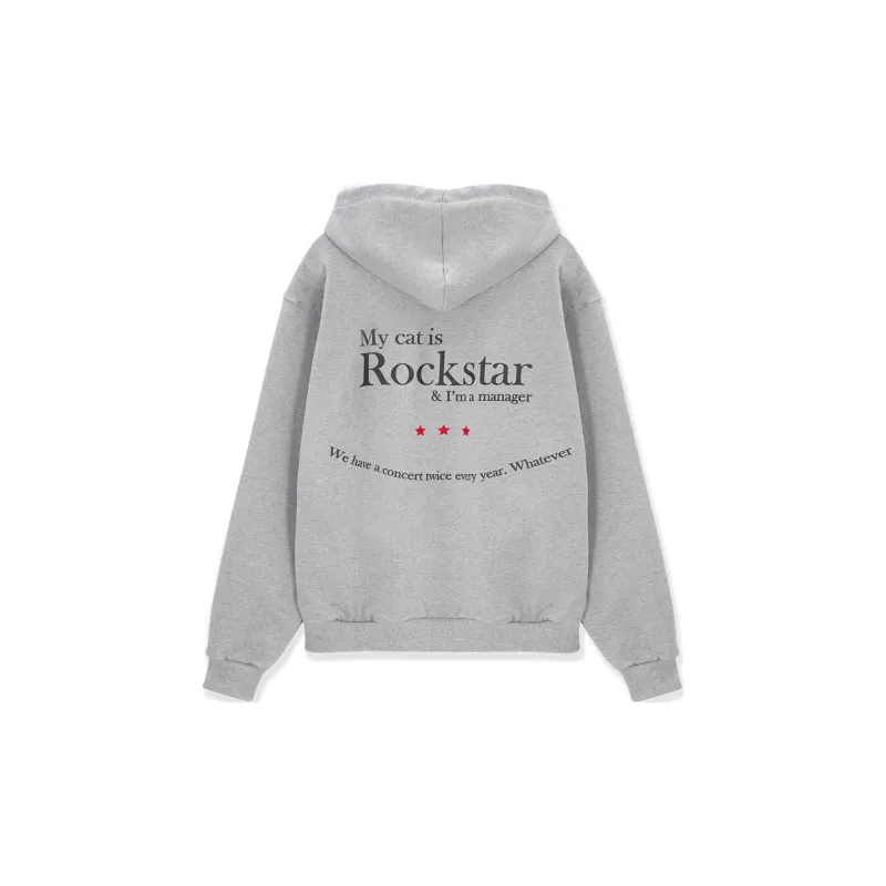 JOEGUSH Smile Rockstar Hoodie Zip-Up Sweatshirt Unisex Grey/Gray-1