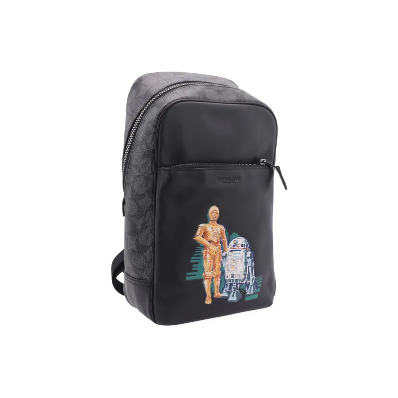 COACH Star Wars Xingji Battle Collaboration Westway Leather Sling Bag Shoulder Bag Crossbody Bag Small Size Men's Black-1