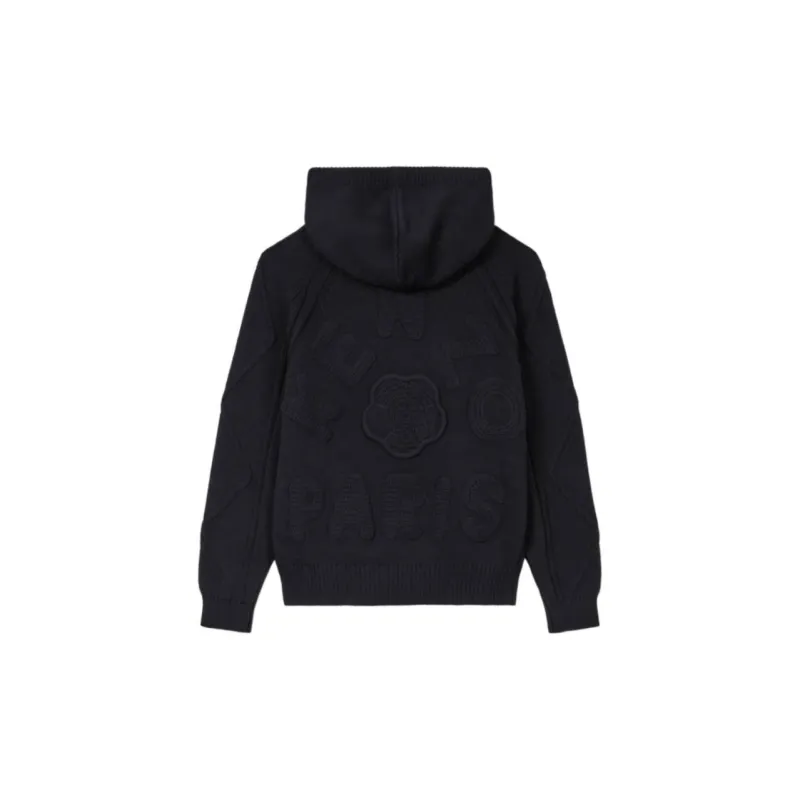 KENZO Hand Embroidered Cable Knitted Hoodie-1