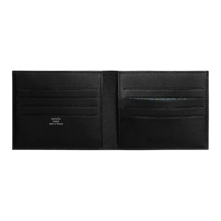 HERMES Citizen Twill Swift Calfskin Card Holder Men's Black-1