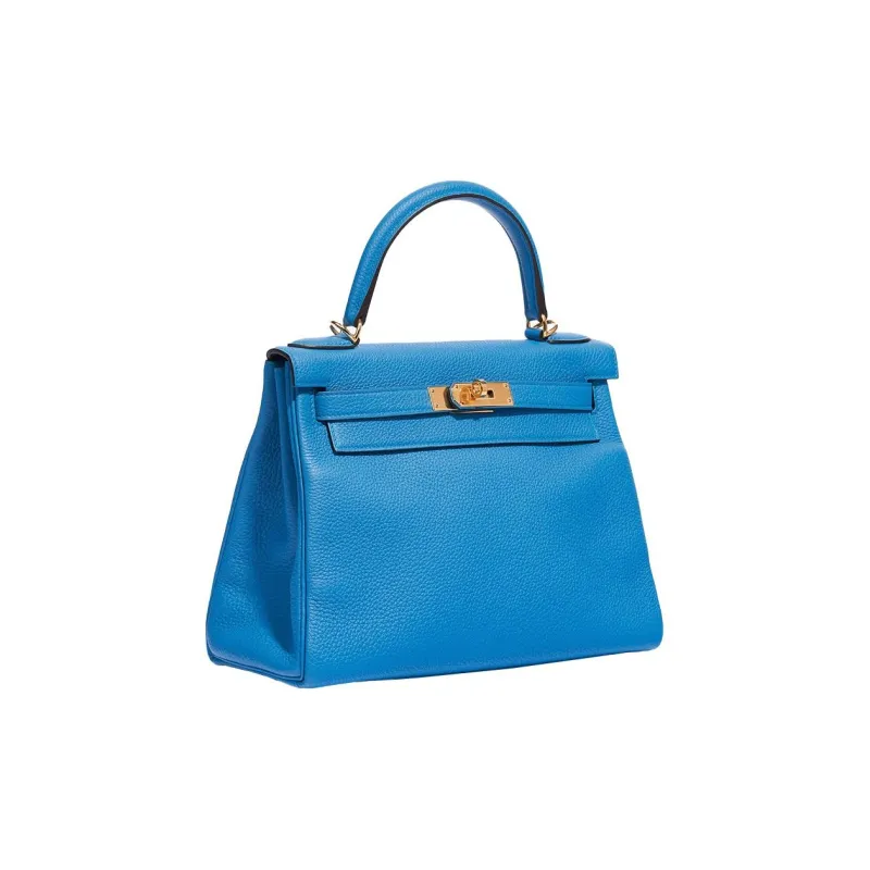 HERMES Kelly Togo Calfskin Kelly Bag Handbags Regular Women's B3 Bleu Zanzibar Tanzanian Blue-1