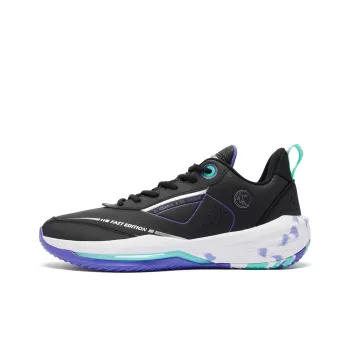 QIAODAN FETEAM Basketball Shoes Men Low Top Black/Paisley Purple