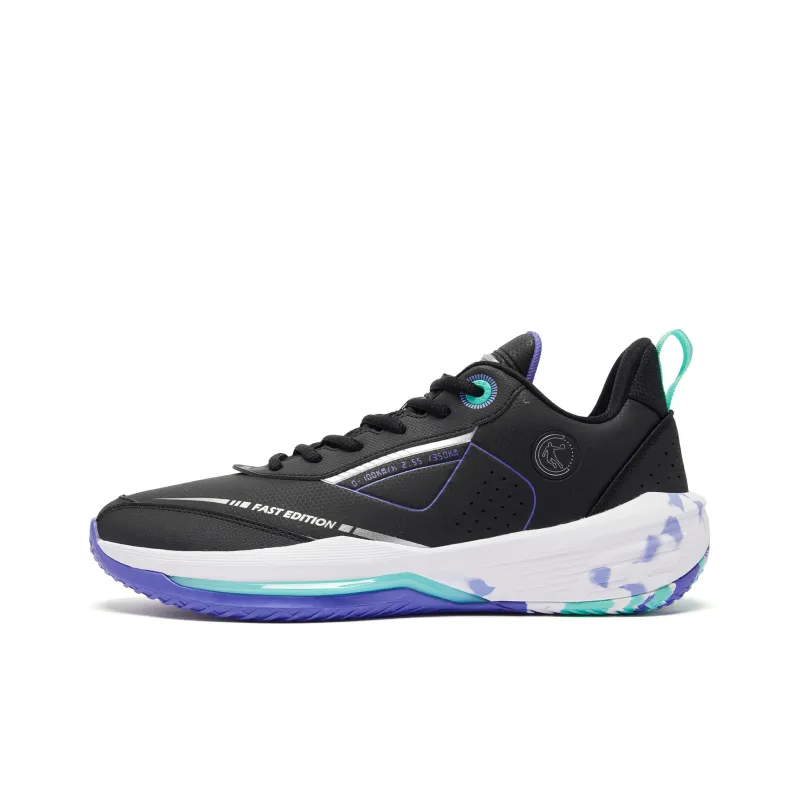 QIAODAN FETEAM Basketball Shoes Men Low Top Black/Paisley Purple-0