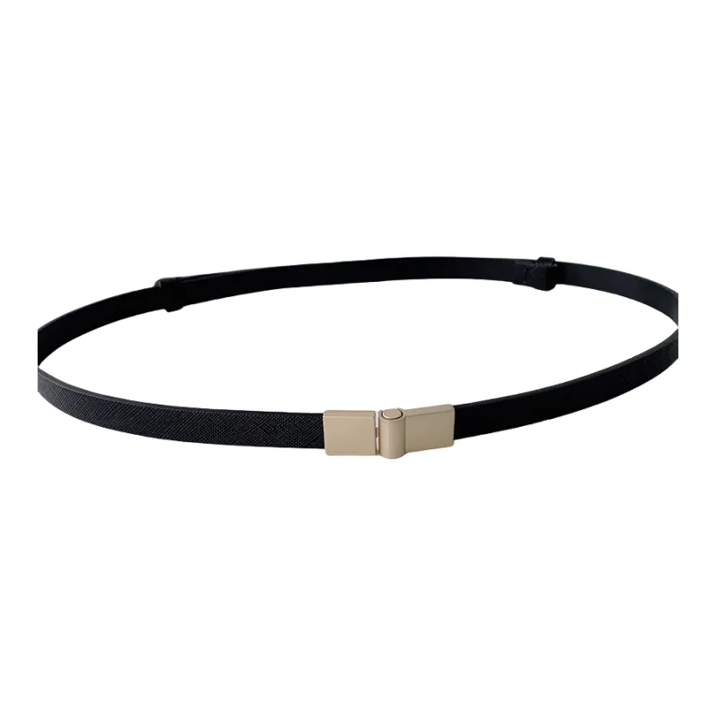 Emperor Penguin Matte Chic Coat With Black Belt Accessory And Skirt, Slim Fit PU Artificial Leather Belts Women's 1.4cm-0
