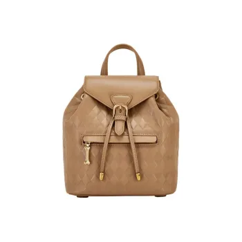 Hush Puppies Synthetic Leather Bonded Split Cow Leather Backpack Medium Size Women's Khaki