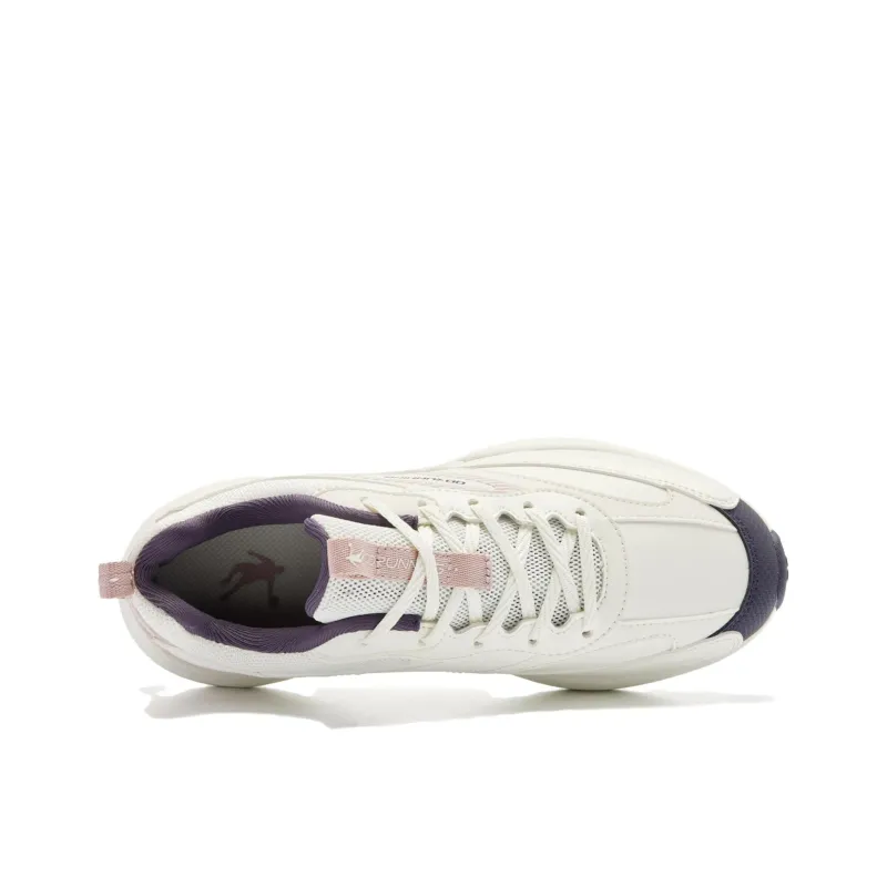QIAODAN Anti Slip Wear Resistant Low Top Casual Running Shoes Women's White Pink-3