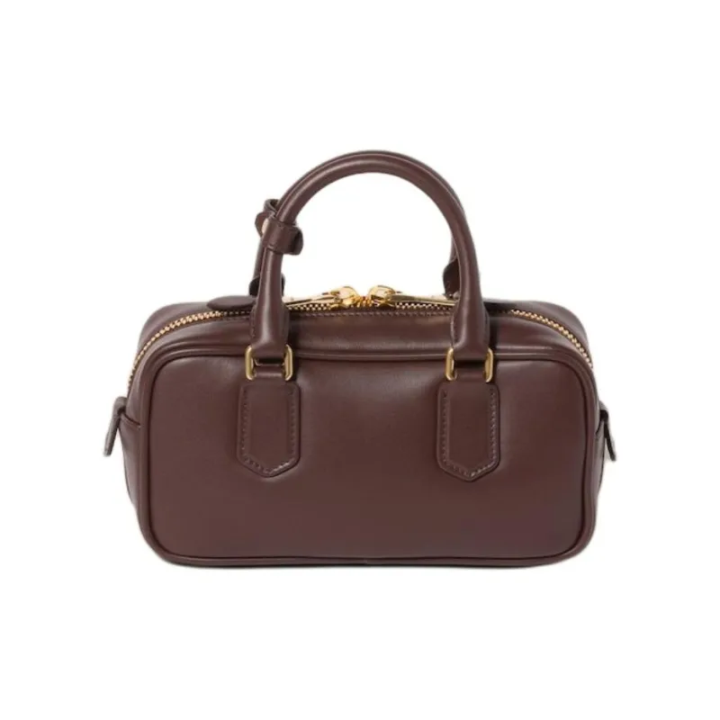 MIU MIU Arcadie Series Leather Shoulder Bag Crossbody Bag Handbag Small Size Women's Brown-2