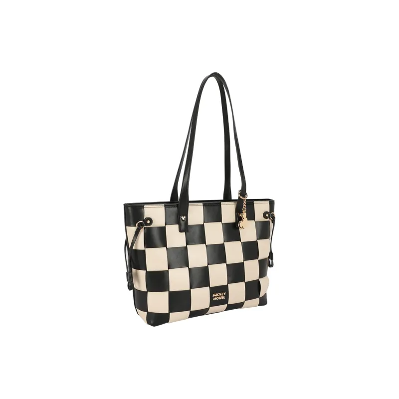 Disney Mickey Series Synthetic Leather Tote Handbag, Shoulder Bag Regular Women's Black White-2