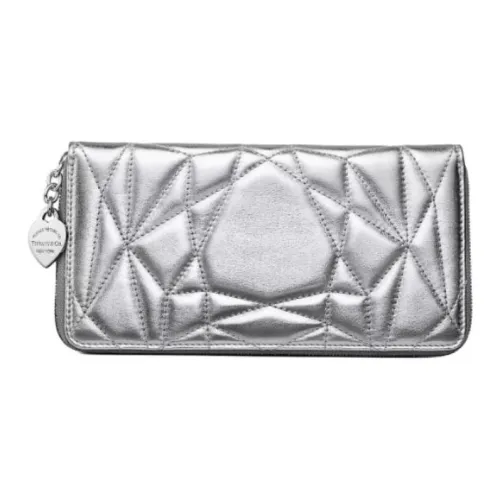TIFFANY & CO. Return To Tiffany Collection Lambskin Wallet Large Size Women's Silver