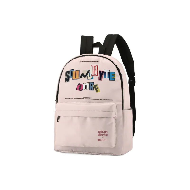 Soundbyte × ONRF Collaboration Polyester Students Backpack Laptop Bag Regular Unisex White-41