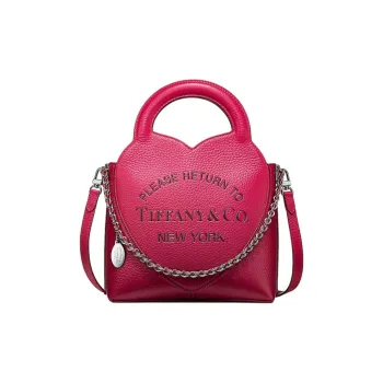 TIFFANY & CO. Return To Tiffany Collection Taurillon Leather Tote Bag, Shopping Bag, Handbag Mini Women's Red