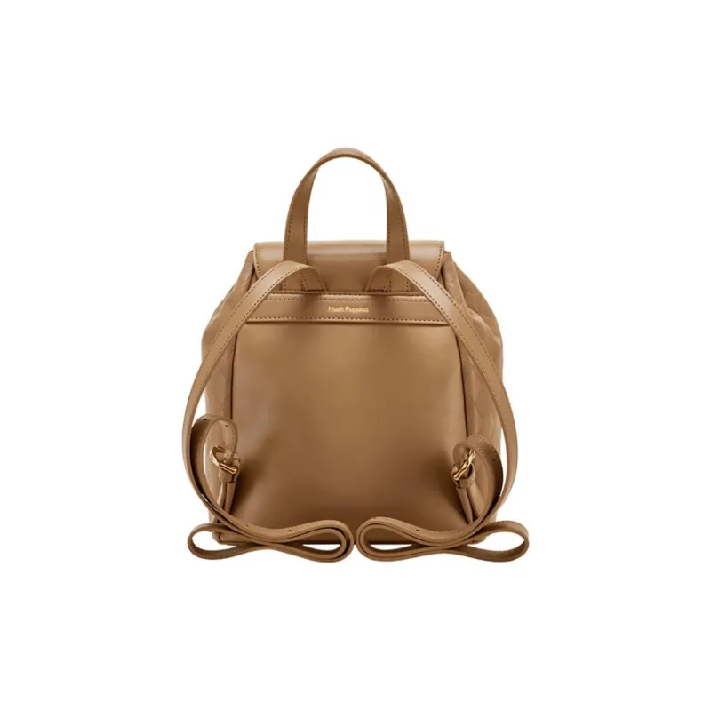 Hush Puppies Synthetic Leather Bonded Split Cow Leather Backpack Medium Size Women's Khaki-4