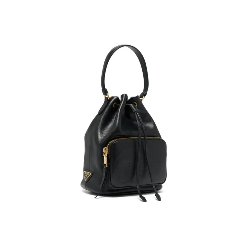 PRADA Calfskin Bucket Bags Shoulder Bag Crossbody Bag Handbag Women's Black-2