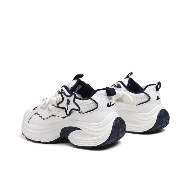 Warrior Wear Resistant Height Increasing Low Top Chunky Sneakers Women's White Blue-4