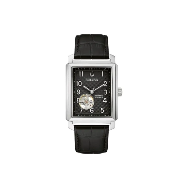 BULOVA Sutton Collection Wrist Watch Automatic Mechanical Movement Leather Watch Bands 33mm Black Dial Men's Watches-0