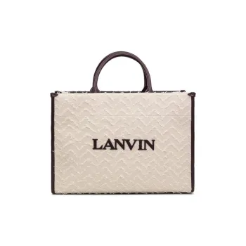 Lanvin Logo Embroidered Frayed Detail Tote Bag