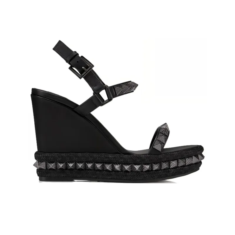 CL LUBOTING Pyraclou Strap Sandals 11cm Women's Black-1