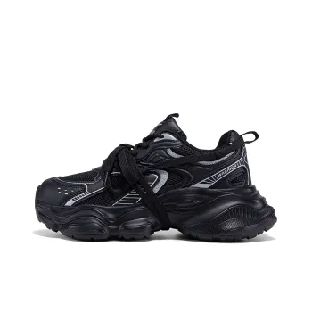 Warrior Students' Sports Casual Shoes Lightweight Low-Top Chunky Sneakers Women's Black