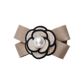 BABYBEI Bow Temperament French Camellia Flowers Black Beige Hair Accessories Women's