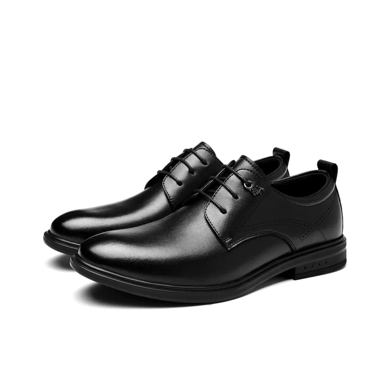 HLA Commute Lace Up Height Increasing Business Formal Leather Shoes Men's Black-1