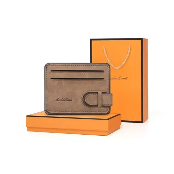 MashaLanti Synthetic Leather Business Card Holder Card Case Men's Gray Green/Coffee