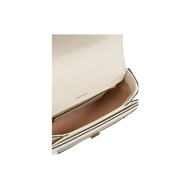 GUCCI Horsebit 1955 Canvas With Leather Canvas Bag One Shoulder Handbag Mini Women's Beige-4