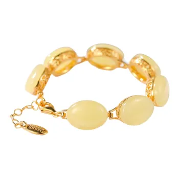S&A S95 Silver Amber Beeswax Fine Jade Bracelets Women's