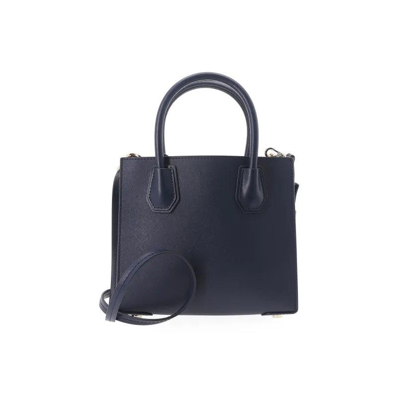 MICHAEL KORS Mercer Cow Leather Trunk Bag Handbag Shoulder Bag Crossbody Bag Small Size Women's Navy Blue-3
