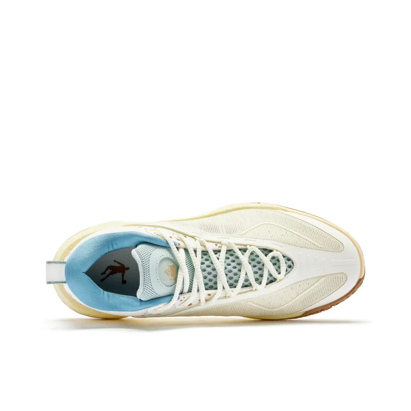 QIAODAN Wind Blade 4PRO Low Top Basketball Shoes Men's Beige Blue-3