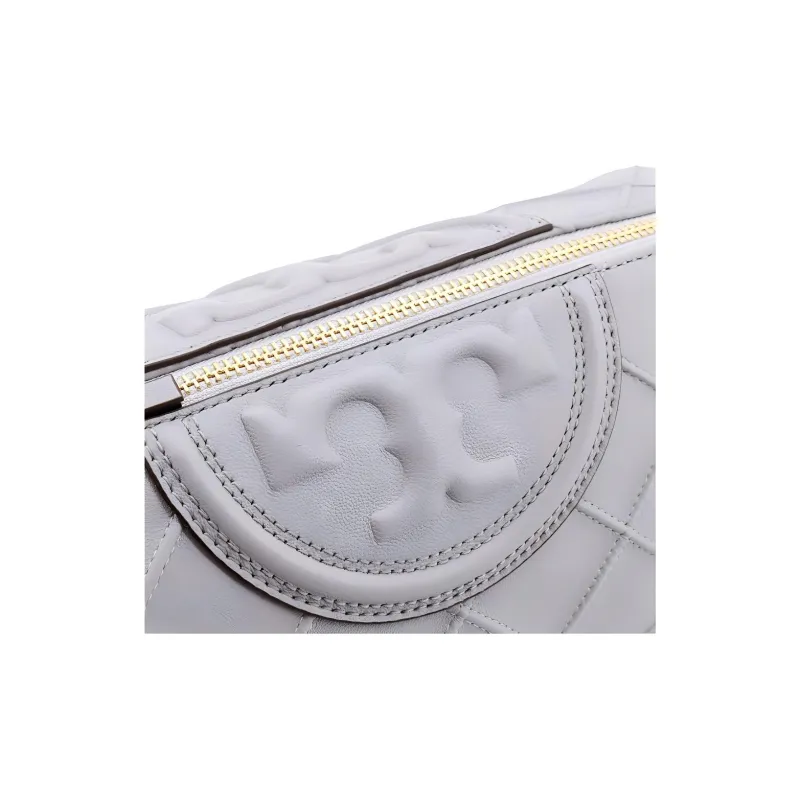 TORY BURCH Fleming Sheepskin Cylinder Bag Portable Crossbody Bag Shoulder Bag Women's Light Gray-3