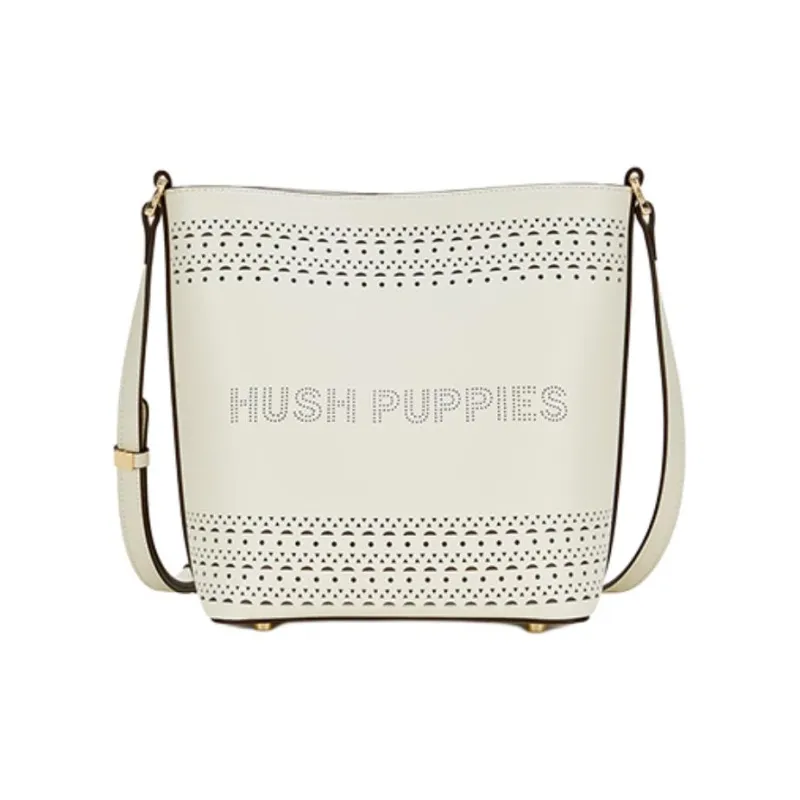 Hush Puppies Cow Split Leather Bucket Bags Shoulder Bag Crossbody Bag Medium Size Women's Light Green/Ecru/Brown-6