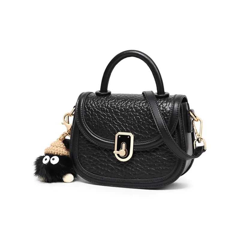 VINEY Cow Leather Shoulder Bag Crossbody Bag Saddle Bag Handbag Regular Women's Ecru/Black-10