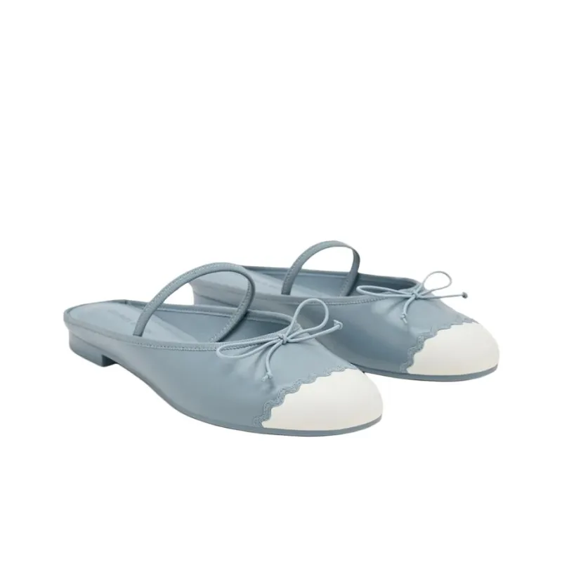 CHARLES&KEITH Composite Sole Slip Resistant Closed Toe Slippers 1.2cm Women's Cream Milk White/Black-13