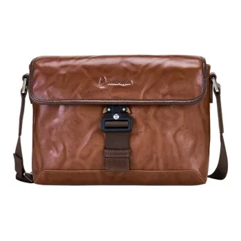 Hush Puppies Cow Leather Crossbody Bag Shoulder Bag Medium Size Men's Coffee