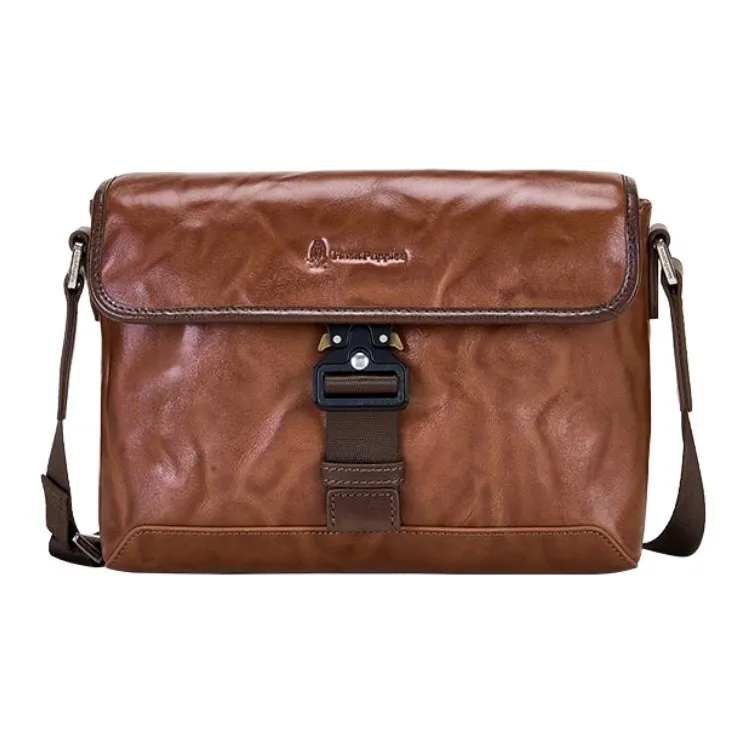Hush Puppies Cow Leather Crossbody Bag Shoulder Bag Medium Size Men's Coffee-0