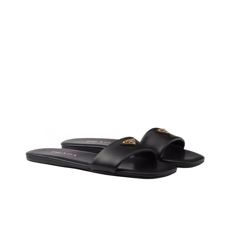 PRADA Slip Resistant Slide Slippers 0.5cm Women's Black-2