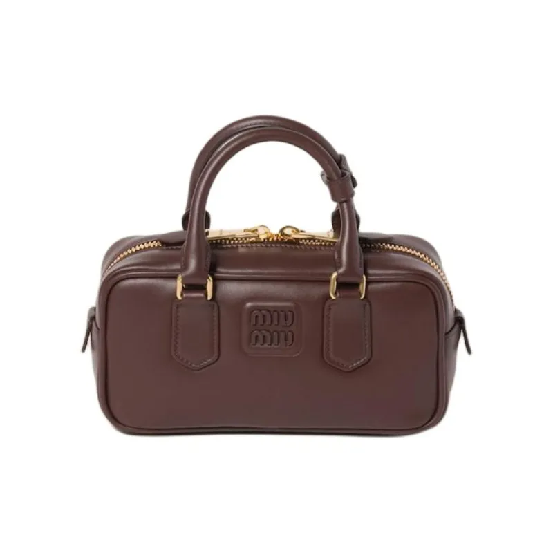 MIU MIU Arcadie Series Leather Shoulder Bag Crossbody Bag Handbag Small Size Women's Brown-0