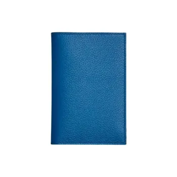 HERMES MC2 Evercolor Calfskin Passport Holder Card Holder Women's 71 Bleu France French Blue