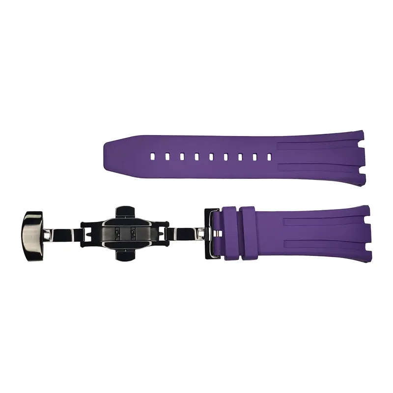 Vickit Black Buckle Collection Casio Compatibility Watch Band 17 Fluoroelastomer Material-11