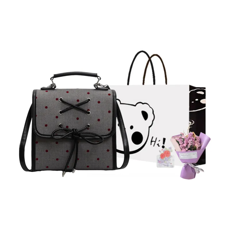 NX DOUGHNUT Fabric Backpack Women's Stars/Heart/Large Polka Dot/Polka Dot Black/Polka Dot Red-16