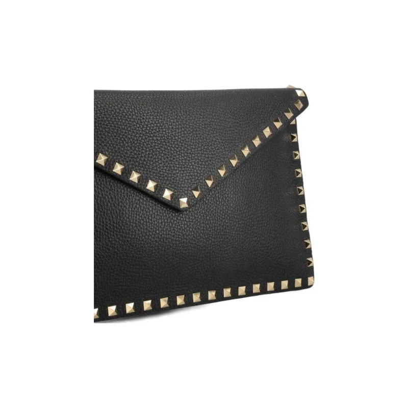 Valentino Garavani Rockstud Foldover Top Envelope Clutch Bag-4