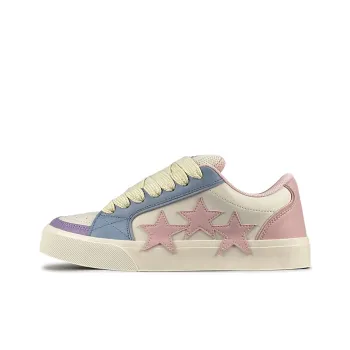 LuzaoT SUPER DRAG Stars Shoes Lightweight Anti Slip Low Top Skateboard Shoes Women's Blue Pink