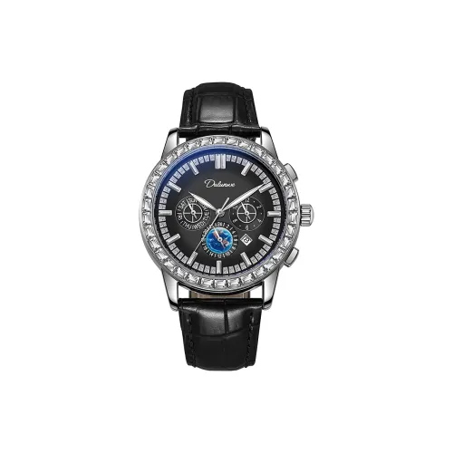 Dulunwe Automatic Mechanical Movement Genuine Leather Strap Watch Men's Watches Black Dial