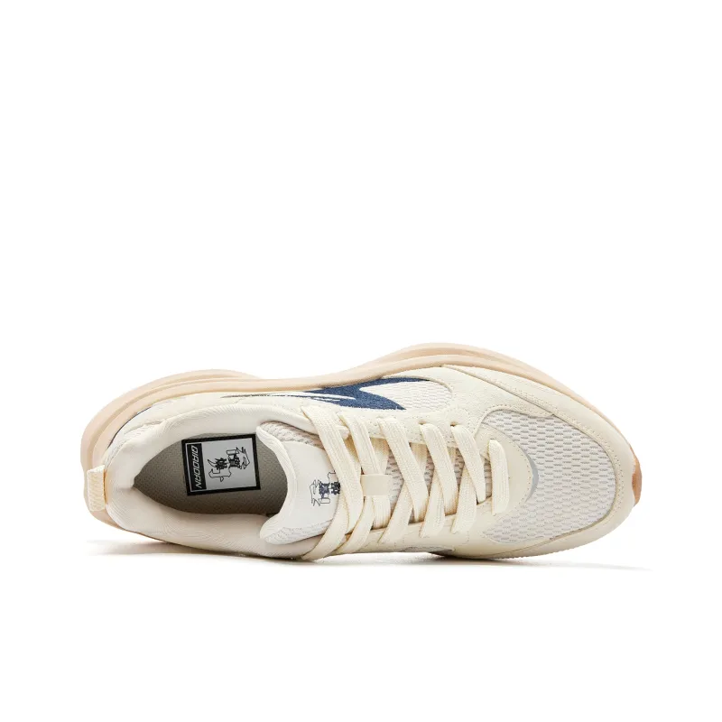QIAODAN Height Increasing Wear-Resistant Lightweight Slip-Resistant Low-Top Casual Shoes Men's Beige Blue-3