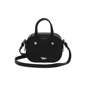 Maison Kitsune Smooth Cow Leather Portable Crossbody Bag Shoulder Bag Mini Women's Black