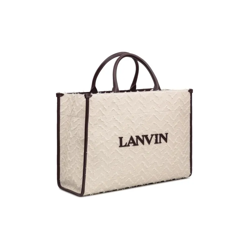 Lanvin Logo Embroidered Frayed Detail Tote Bag-2