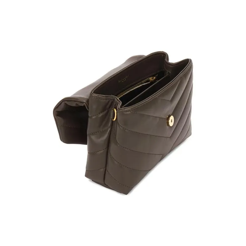 SAINT LAURENT Quilting Calfskin Crossbody Bag Shoulder Bag Women's Light Musk-3