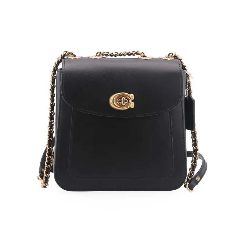 COACH Madison Refined Calfskin Portable One Shoulder Crossbody Backpack Small Size Women's Black-0