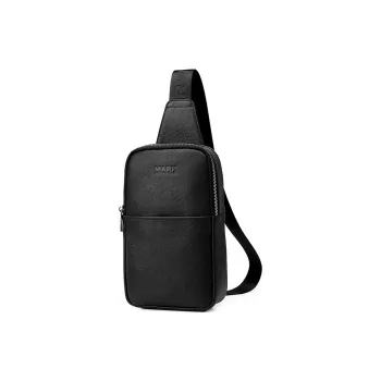 FAIRWHALE Top Grain Cow Leather Sling Bag Men's Black